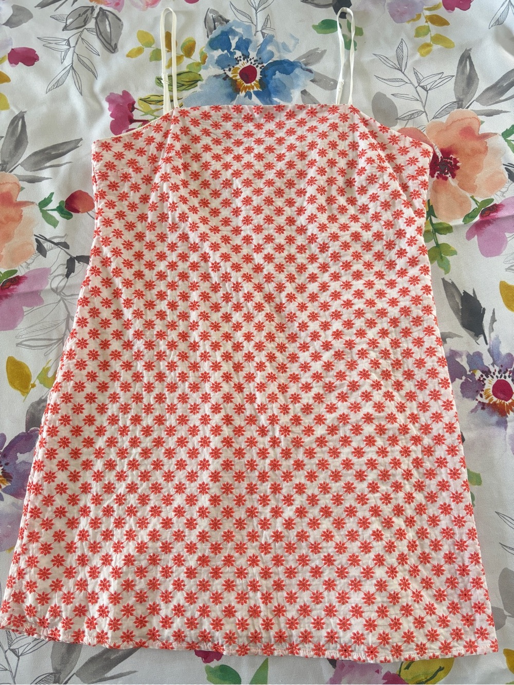 Coral Daisy Print Spaghetti Strap Sundress
